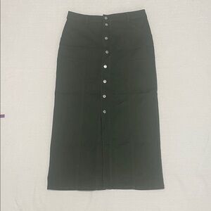LOFT Women’s Dark Green Denim Button-Front Pencil Skirt